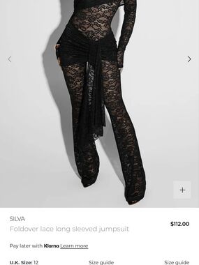 STUNNING never worn "Tags are stilSilva Black Lace Long-Sleeve Foldover Jumpsuit
